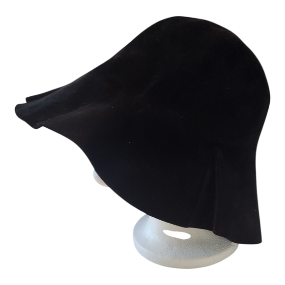 Vintage Borsalino Black Wide-Brim Slouchy Cloche Hat Made in Italy - Picture 3 of 5